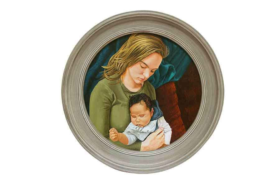 Mother and Child Tondo. Oil on board 60cm. SOLD