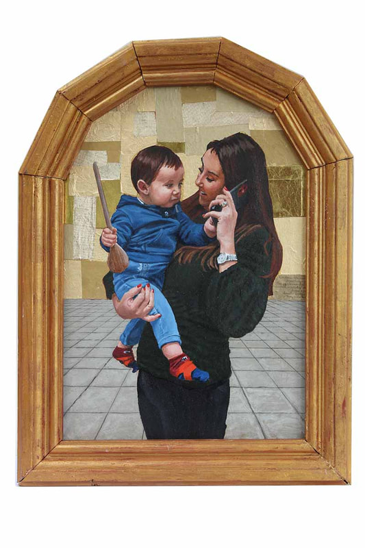 Madonna of the Smart Phone, 45x32cm, oil on board, €1200